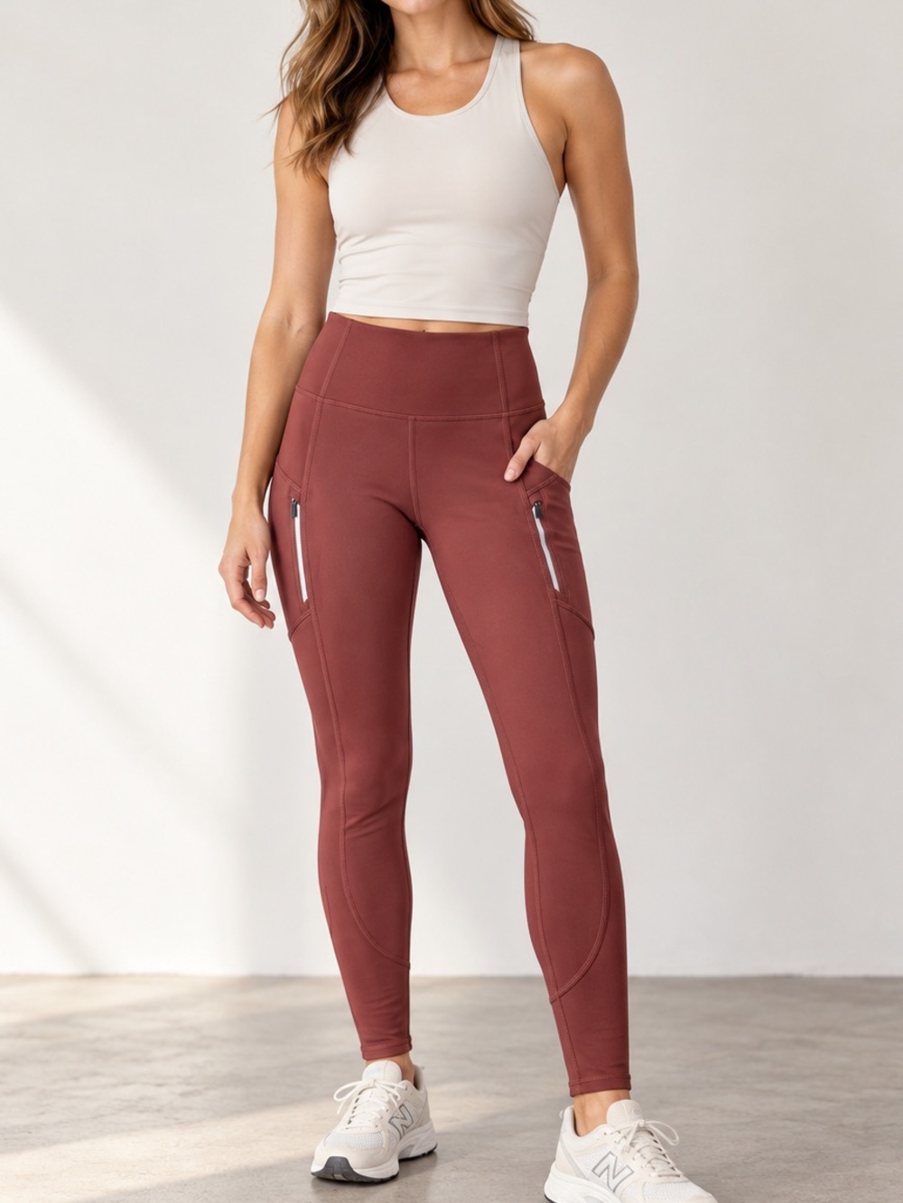 Athleta Rainier Tight XS Cinnamon Brown Fleece Lined Leggings